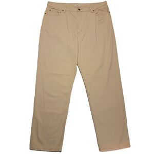 LL Bean Chino Khaki Pants Womens 20 M/T High Rise